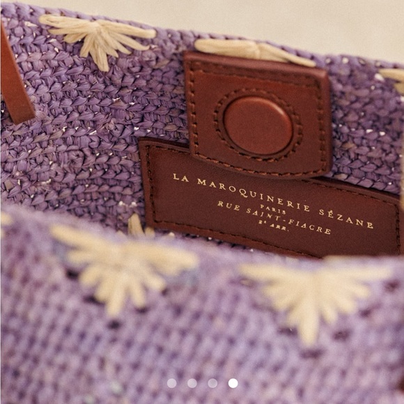 Sezane Purple and Cream Tote Bag - Picture 3 of 5